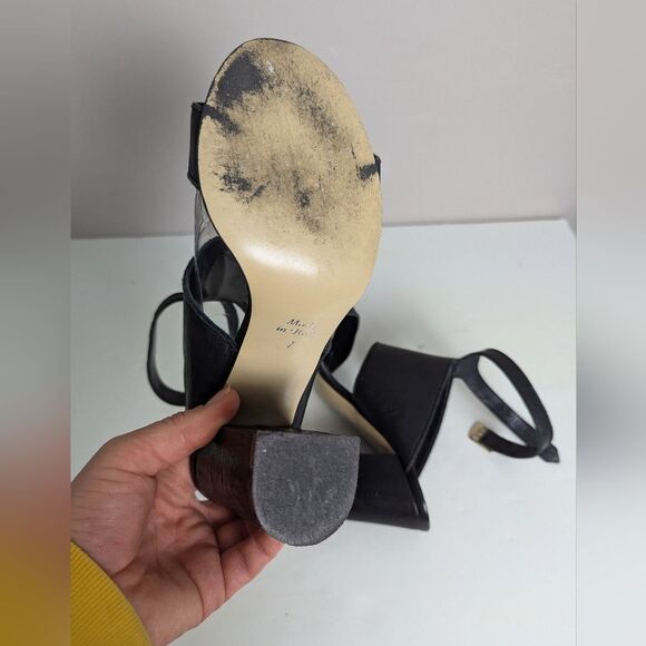 Vintage Le Chateau Leather Strappy Heels Women’s Black Y2K 90s Sz 7 4” Heel - Picture 8 of 10